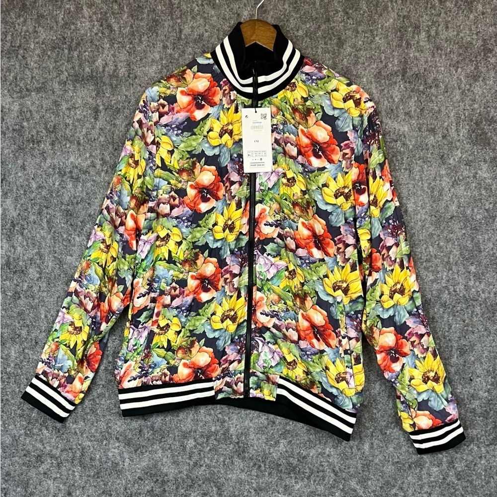 Cactus Mens Lightweight Floral Multicolor Bomber Jacket USA Size XL New With Tag